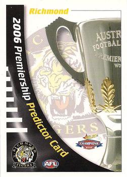 2006 Select AFL Champions - Premiership Predictors #PC12 Richmond Tigers Front